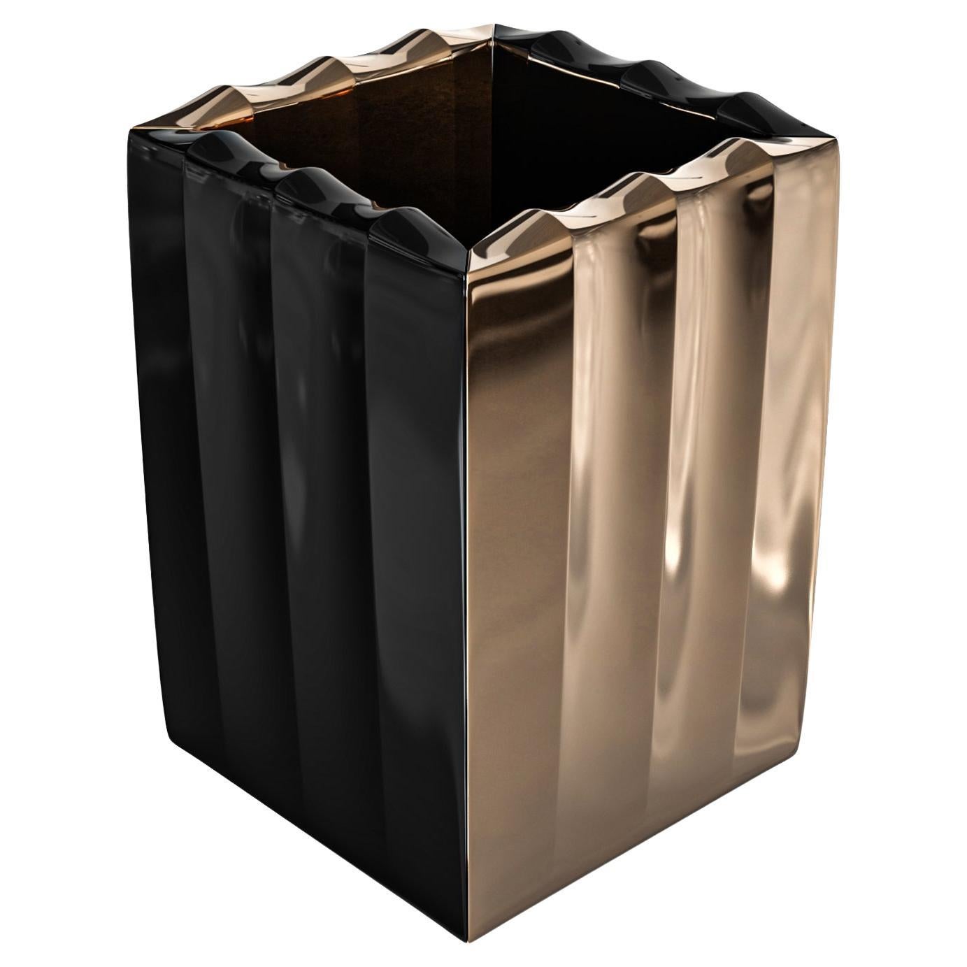 "Stradale" Ice Bucket with Bronze and Stainless Steel, Handcrafted, Istanbul