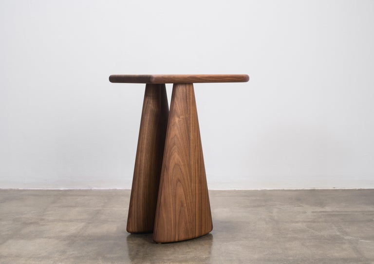 Contemporary Straddle Side Table by Levi Christiansen in Solid Walnut  For Sale