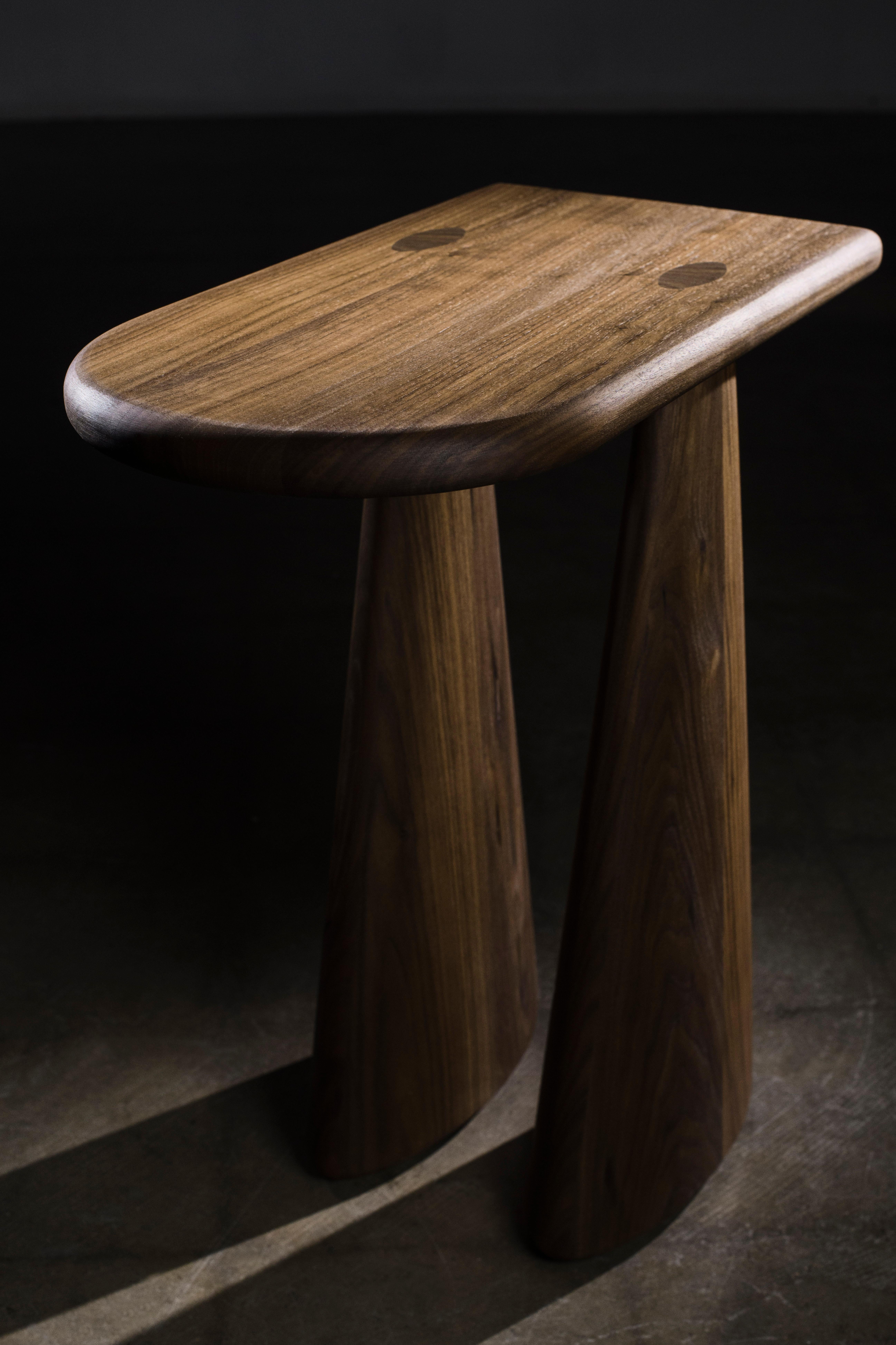 Contemporary Straddle Side Table by Levi Christiansen in Solid Walnut 