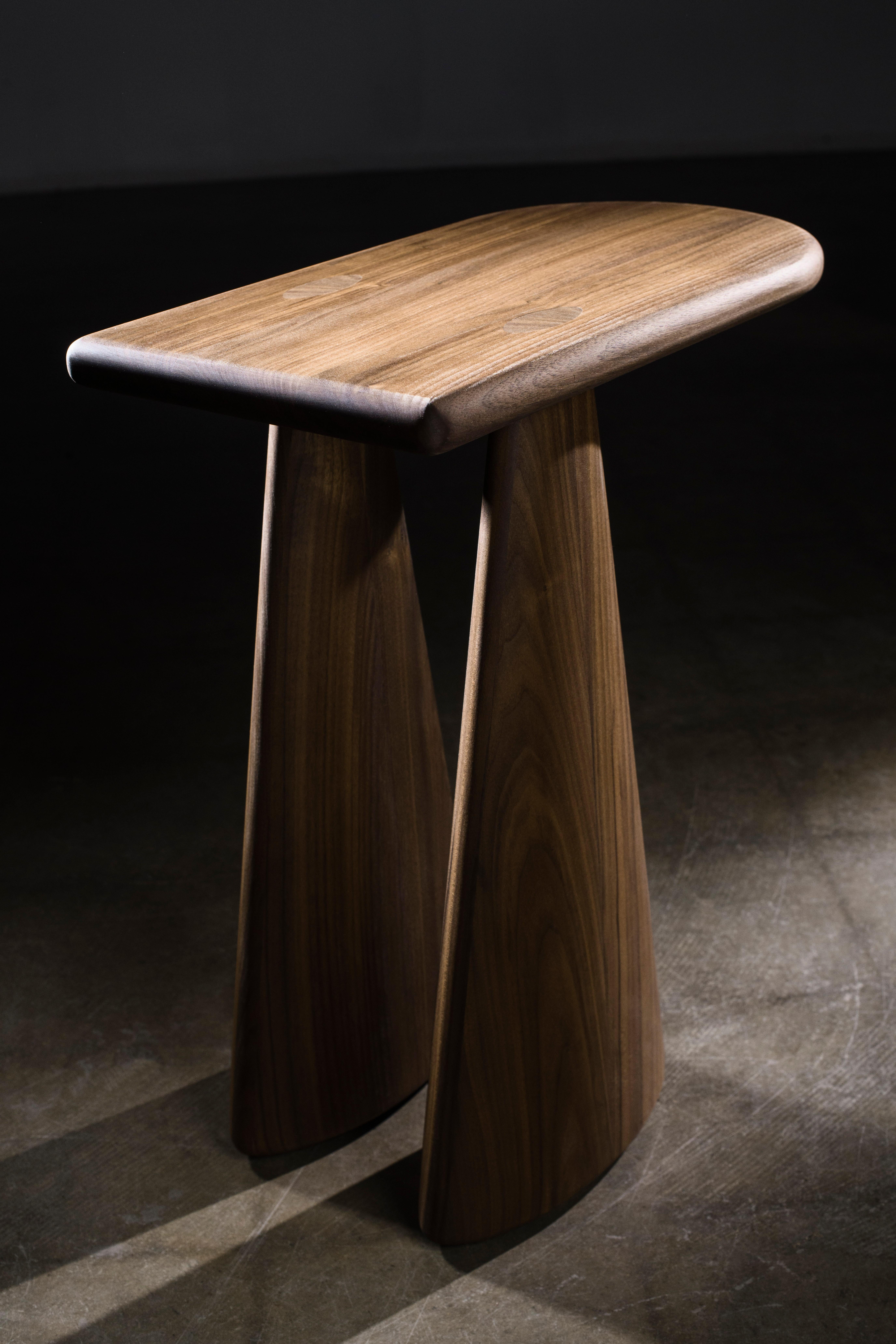 Ebony Straddle Side Table by Levi Christiansen in Solid Walnut 