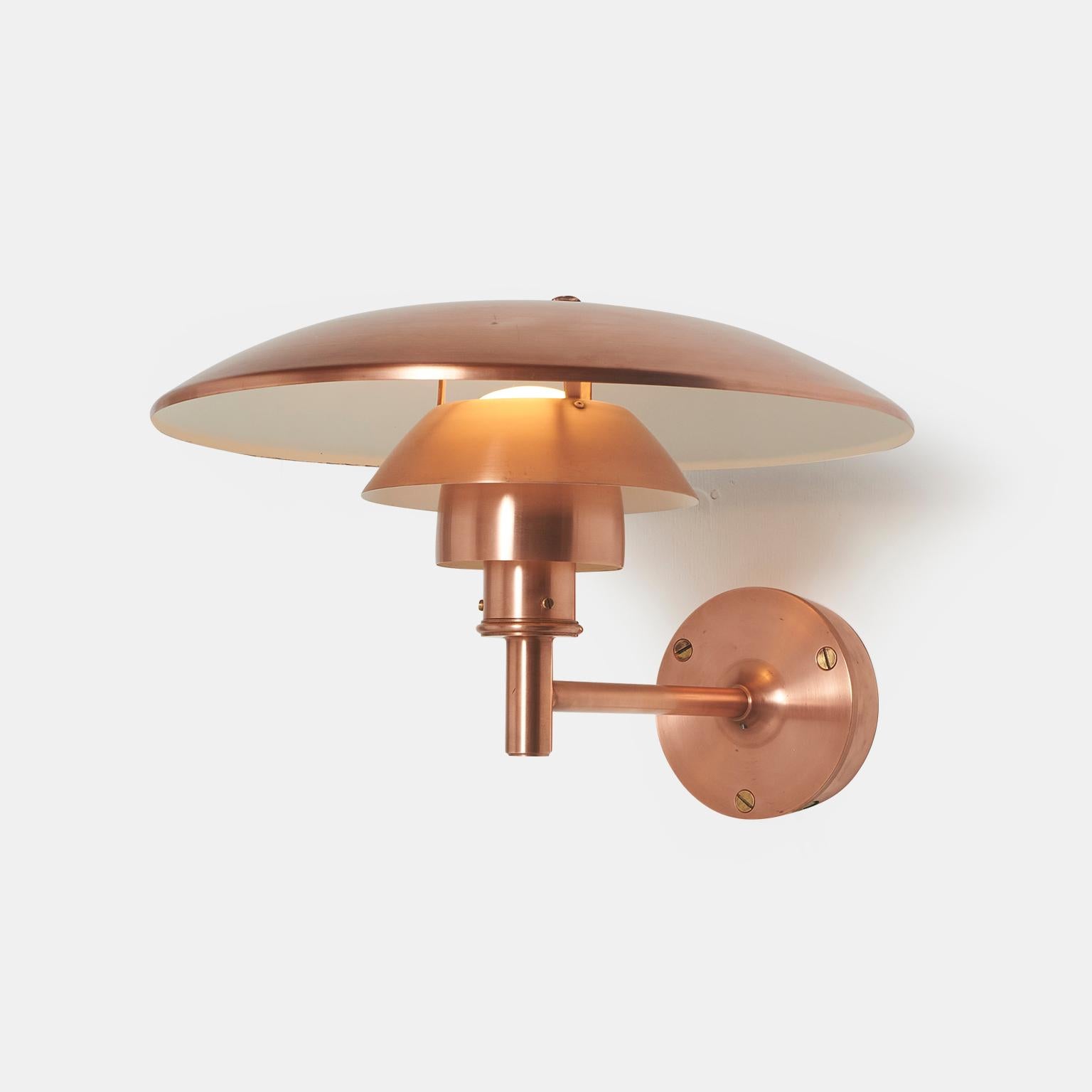 Modern Straight Arm PH 4½/3 Copper Sconce by Poul Henningsen For Sale