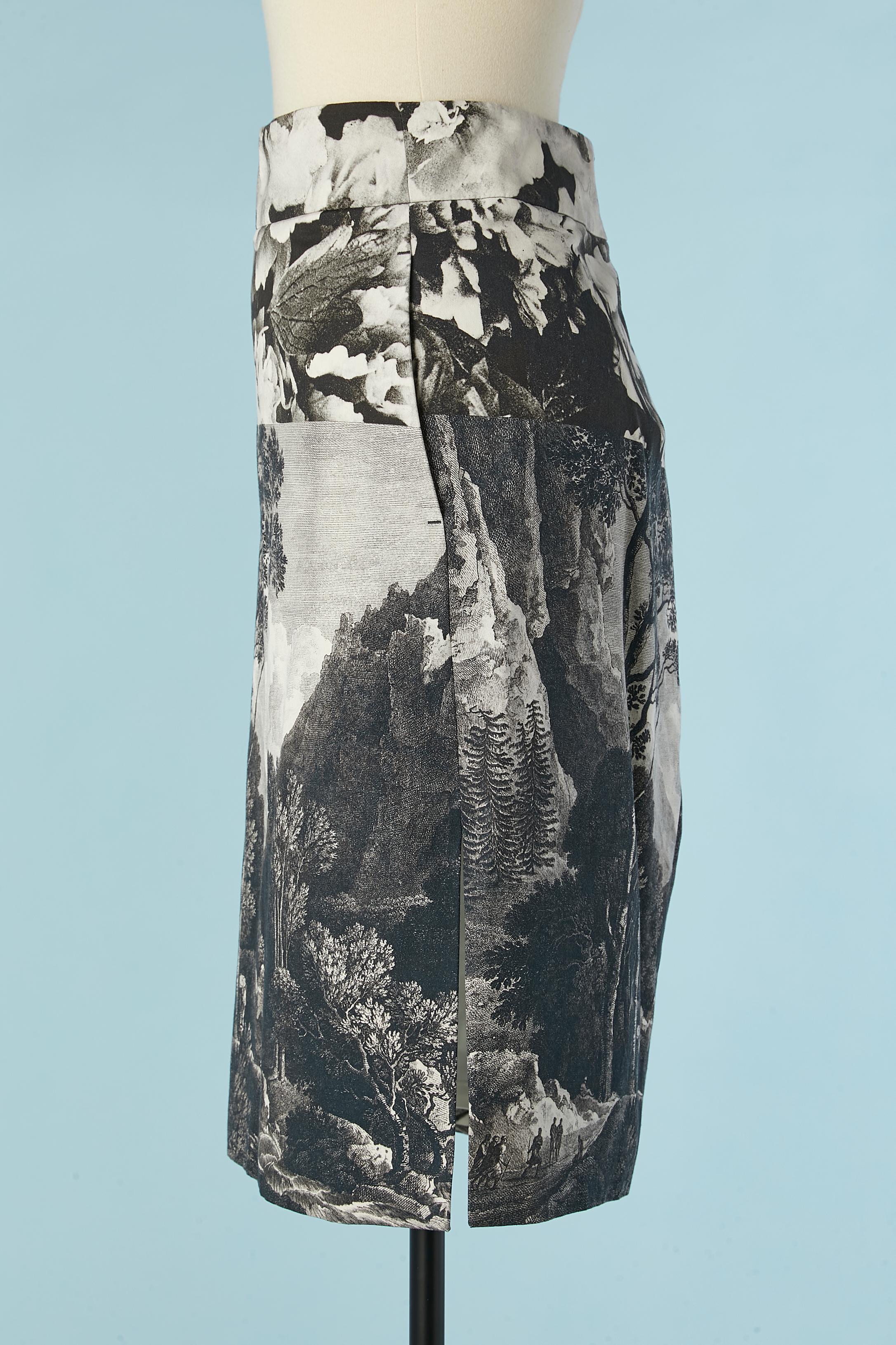 Rechteckiger Rock aus Baumwolle und Seide mit Toile de Jouy-Muster Dries Van Noten  im Zustand „Hervorragend“ im Angebot in Saint-Ouen-Sur-Seine, FR