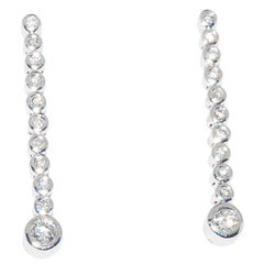 Straight Dangle Diamond Earrings in 14 Karat White Gold