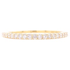 Straight Diamond Band, Yellow Gold, Wedding Ring or Stack Ring, Shared Prongs