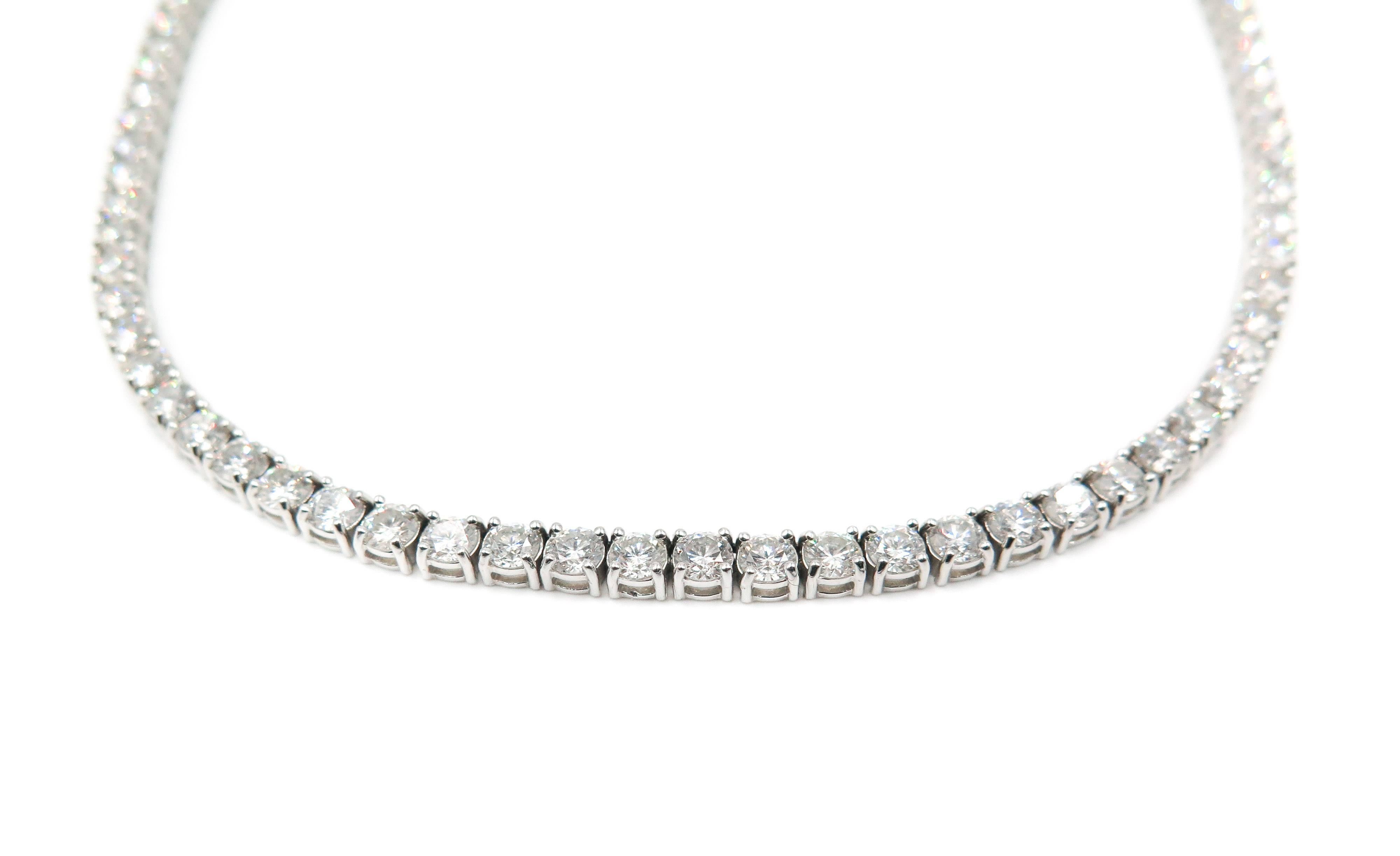 Classical Roman Straight Diamond Line White Gold Necklace