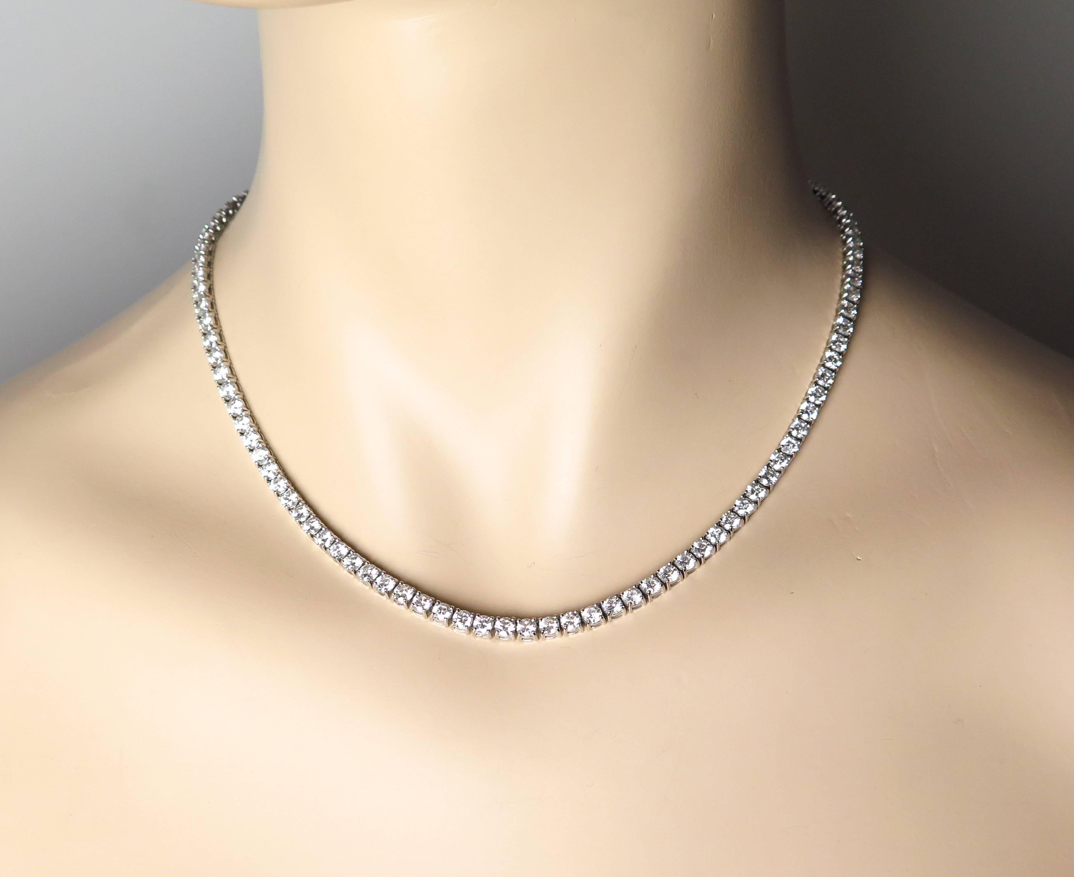 Women's Straight Diamond Line White Gold Necklace