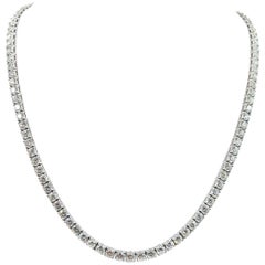 Straight Diamond Line White Gold Necklace