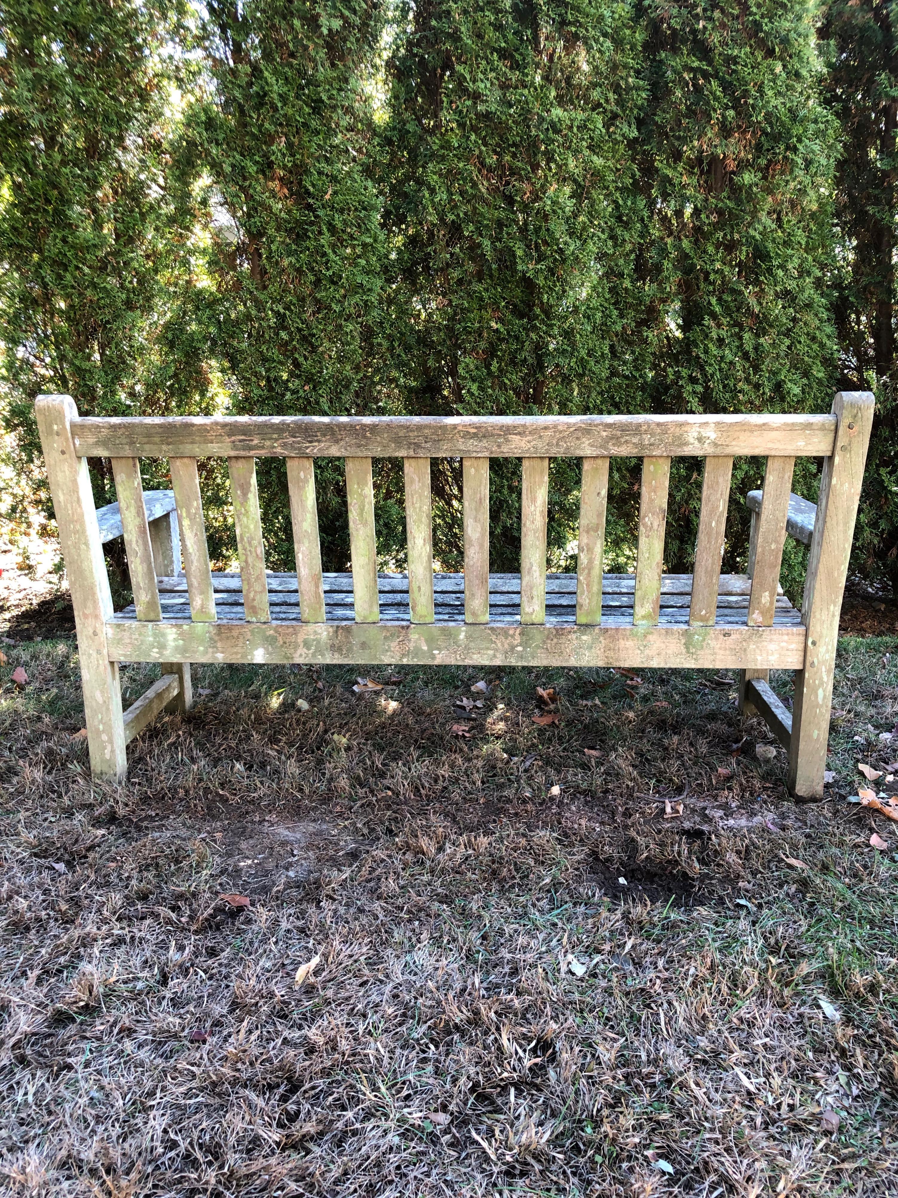 Weathered English Garden Bench in Teak 9