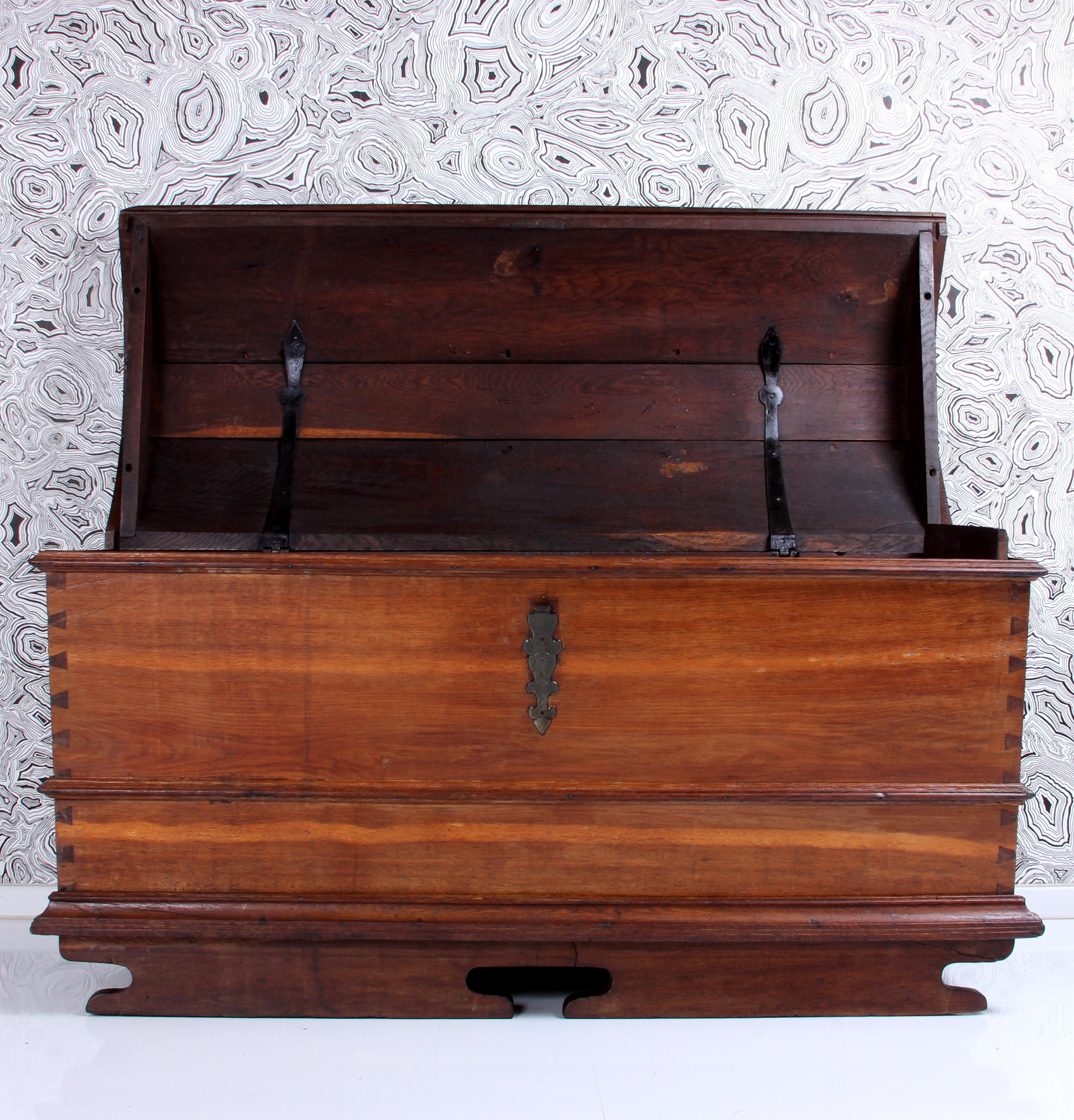 straight huge baroque oak dome top chest  ar. 1750 very heavy dovetail joints  For Sale 13