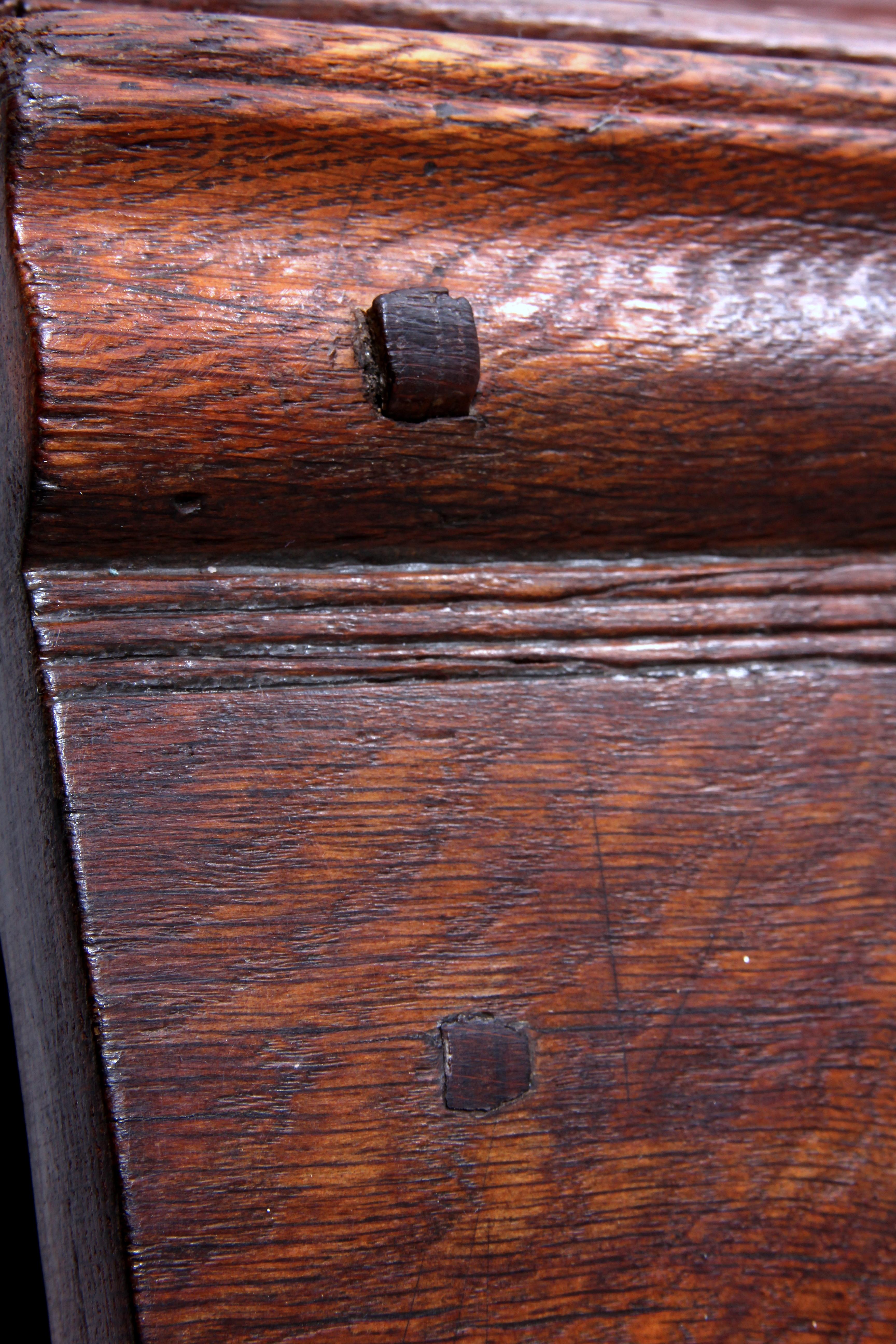 Wood straight huge baroque oak dome top chest  ar. 1750 very heavy dovetail joints  For Sale