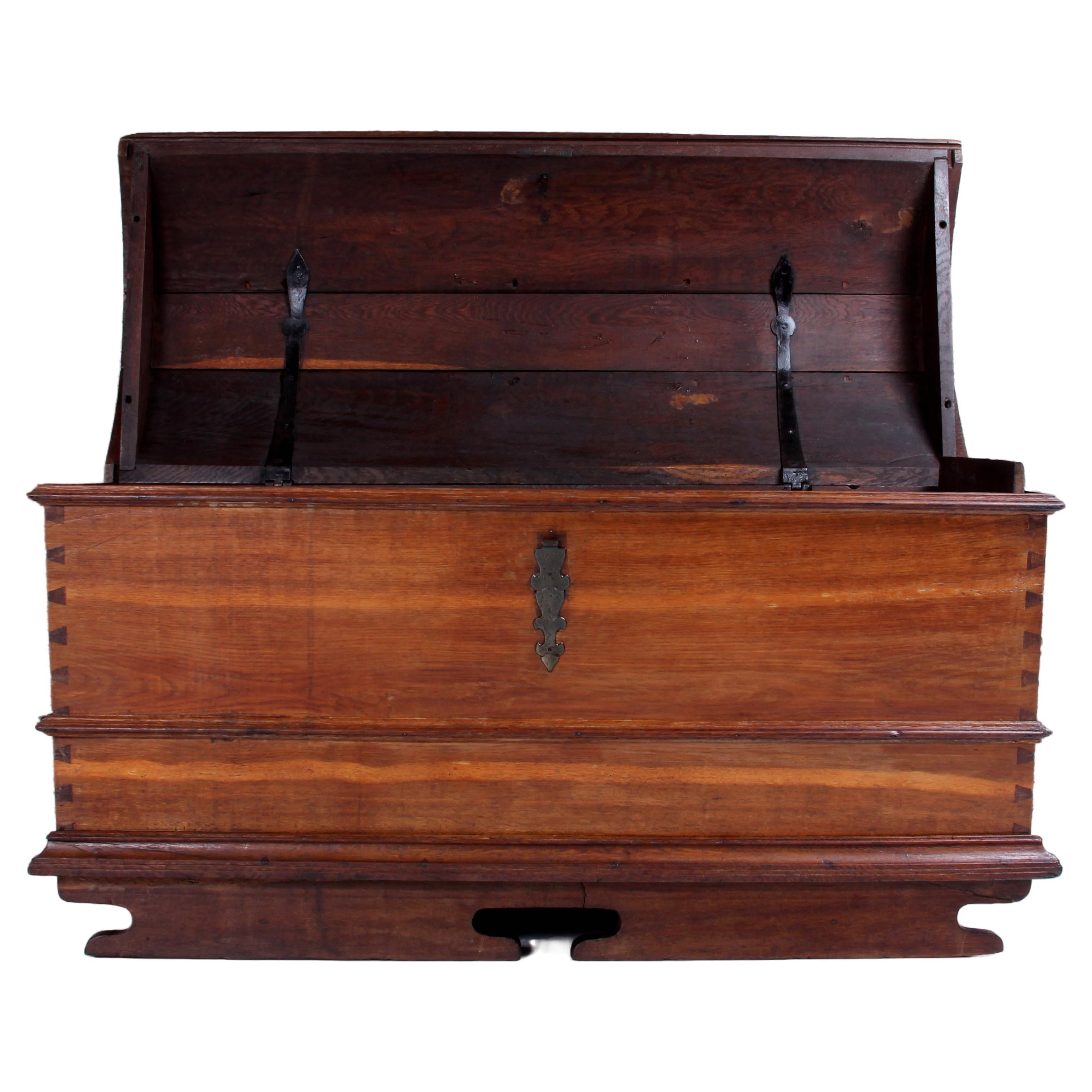 straight huge baroque oak dome top chest  ar. 1750 very heavy dovetail joints  For Sale