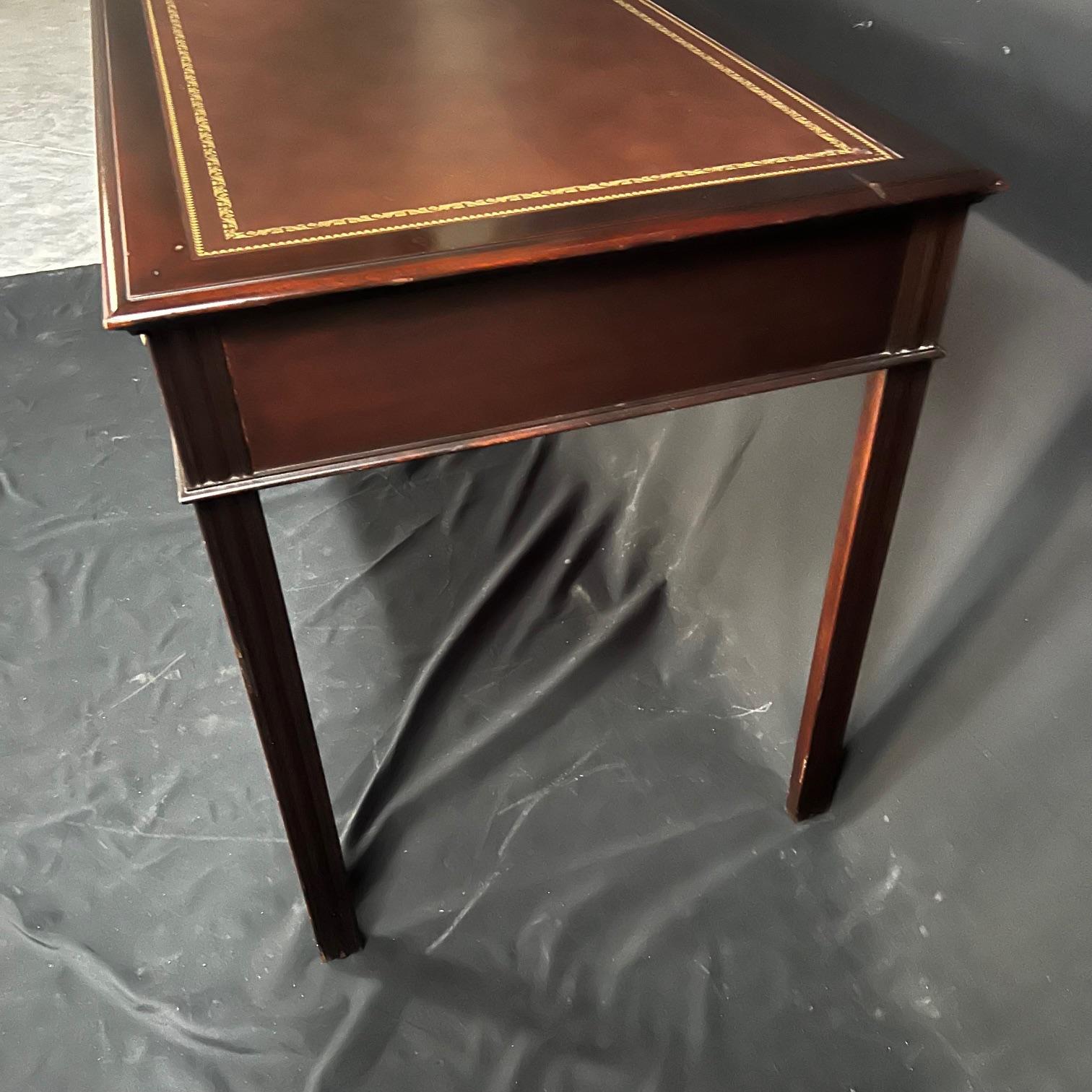  Straight Leg British Chippendale Style Library Desk or Writing Table  For Sale 2