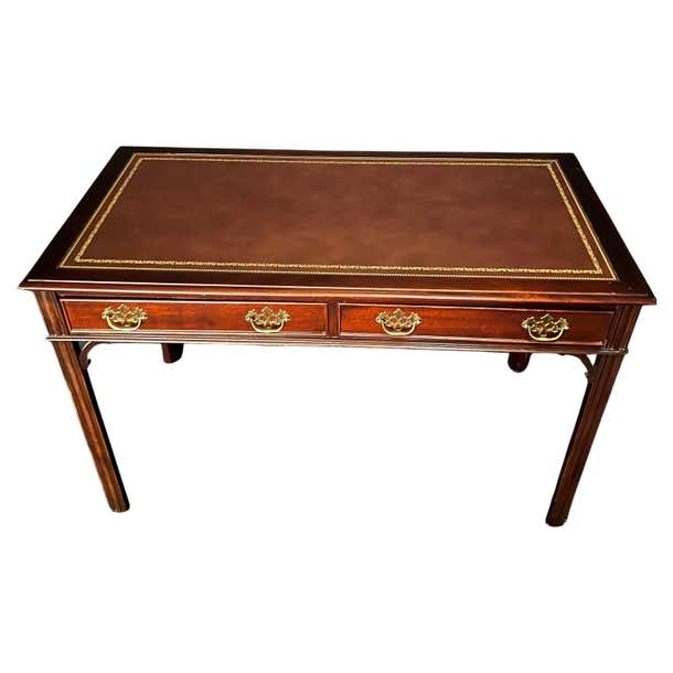 Straight Leg British Chippendale Style Library Desk or Writing Table ...
