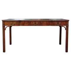 Straight Leg Chippendale Leather Wood and Hogan Writing Library Desk