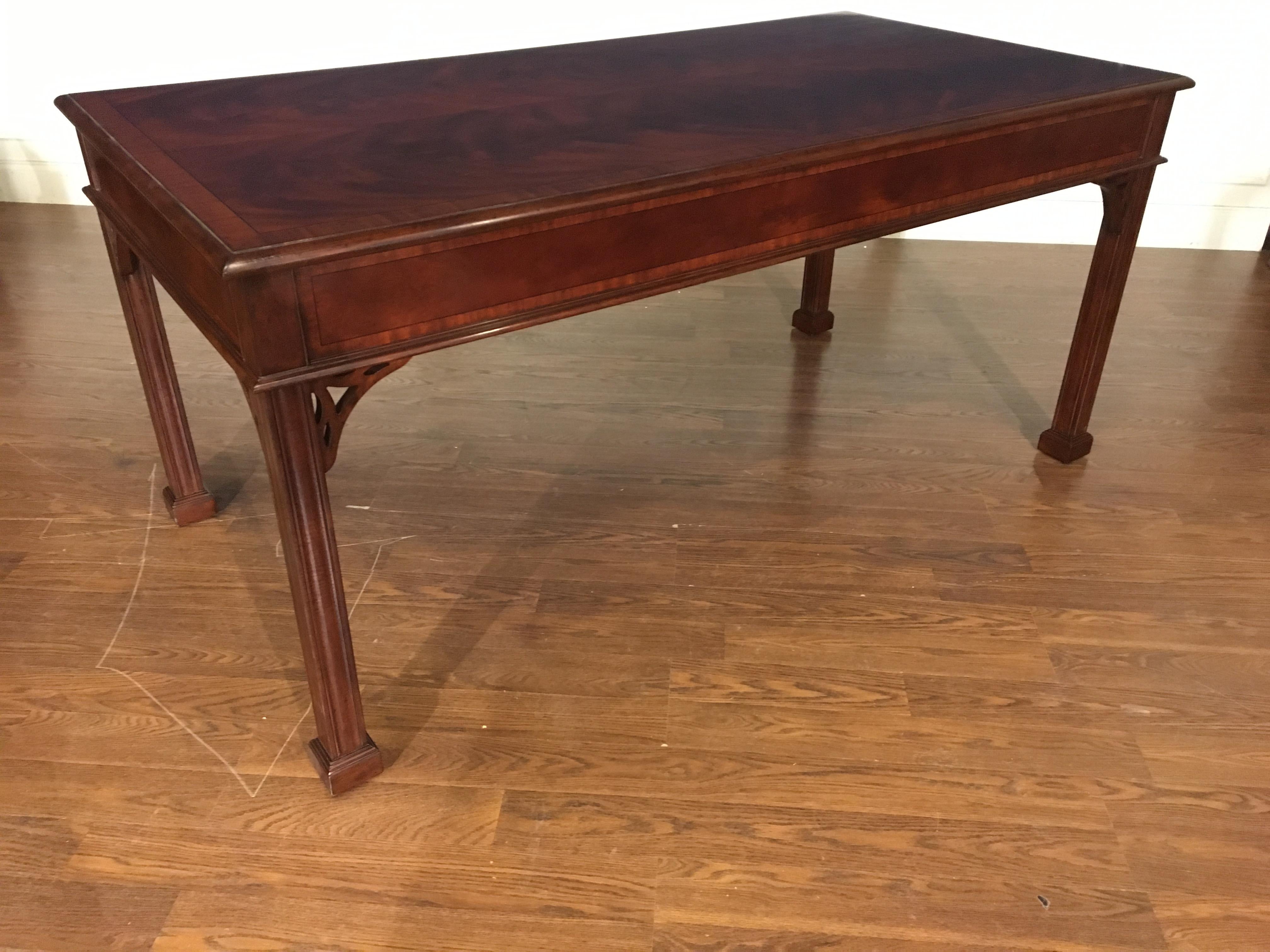 American Straight Leg Chippendale Style Library Writing Desk by Leighton Hall For Sale