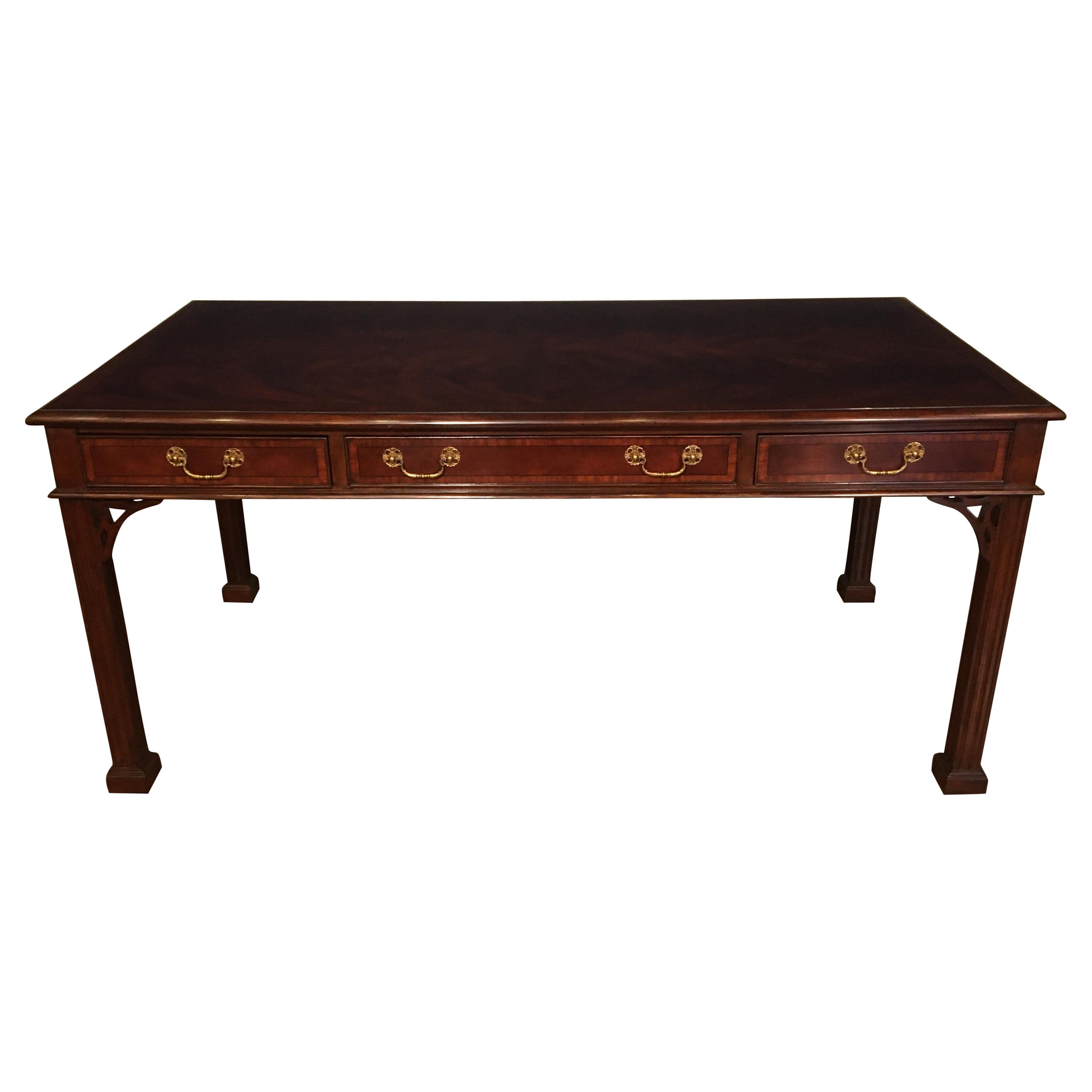 Straight Leg Chippendale Style Library Writing Desk by Leighton Hall For Sale