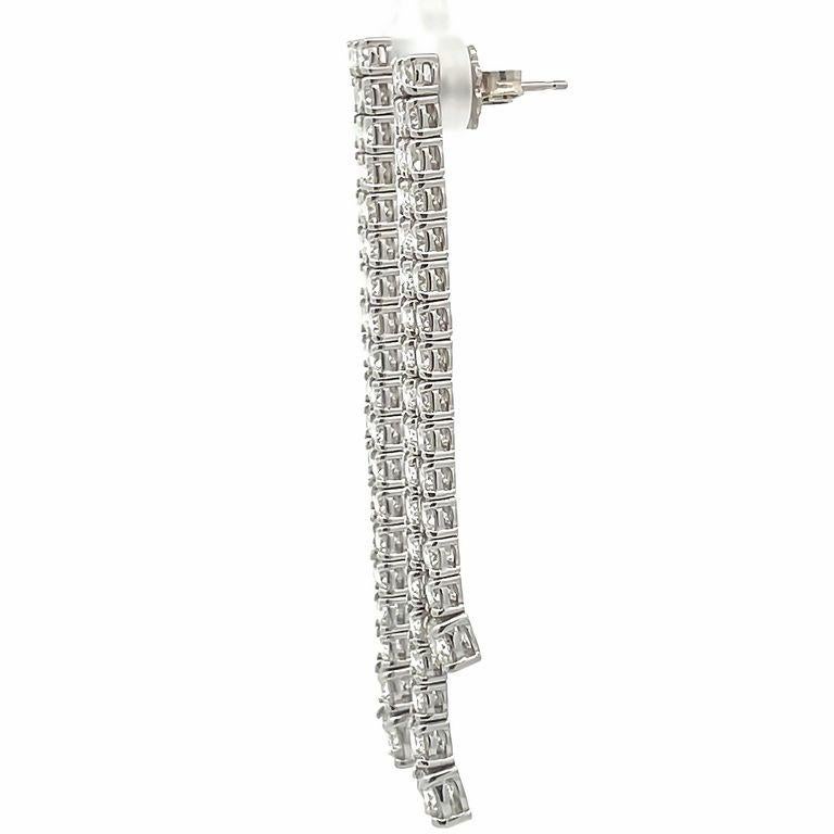 Modern Straight line Diamond Earrings 8.27ct 14kw  For Sale