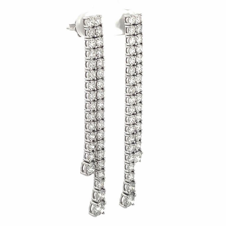 Straight line Diamond Earrings 8.27ct 14kw  In New Condition For Sale In New York, NY