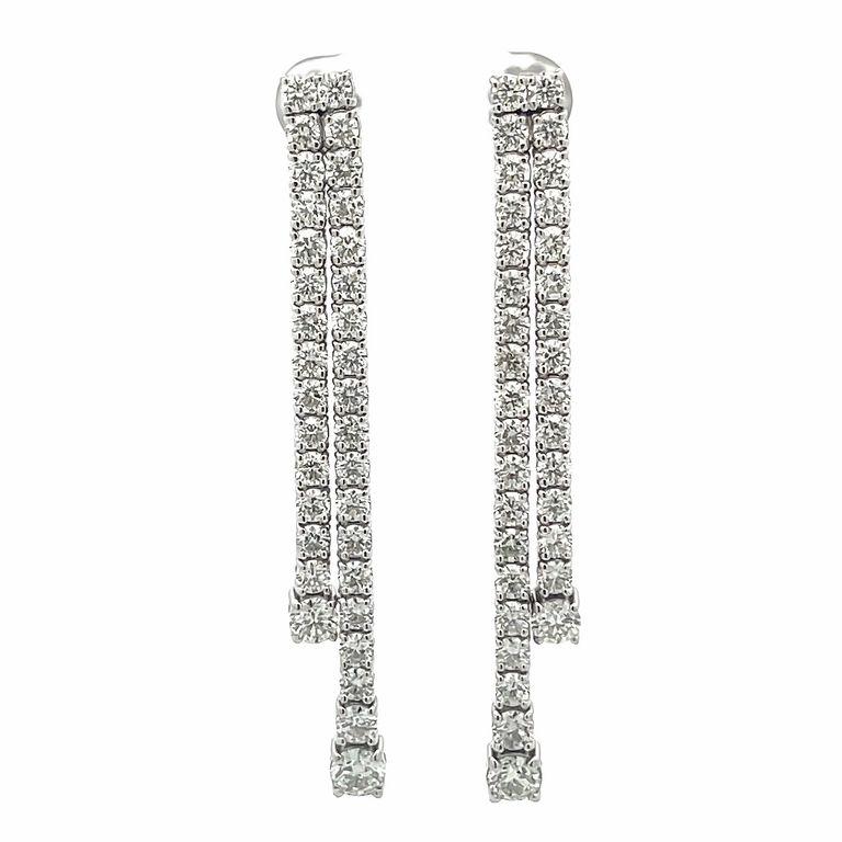 Women's Straight line Diamond Earrings 8.27ct 14kw  For Sale
