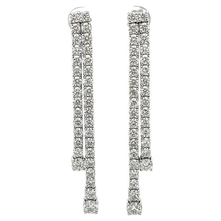 Straight line Diamond Earrings 8.27ct 14kw  For Sale