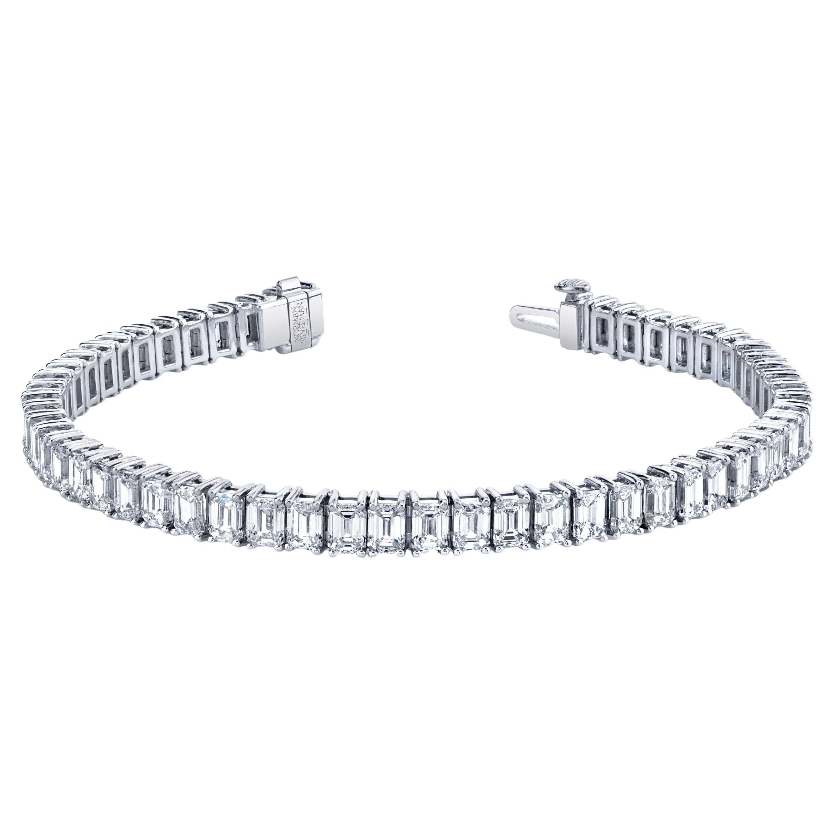 Bracelet en diamant taille émeraude à lignes droites