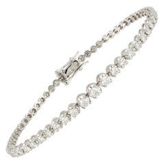 Straight Line Setting Tennis Bracelet 18k White Gold Diamond for Her