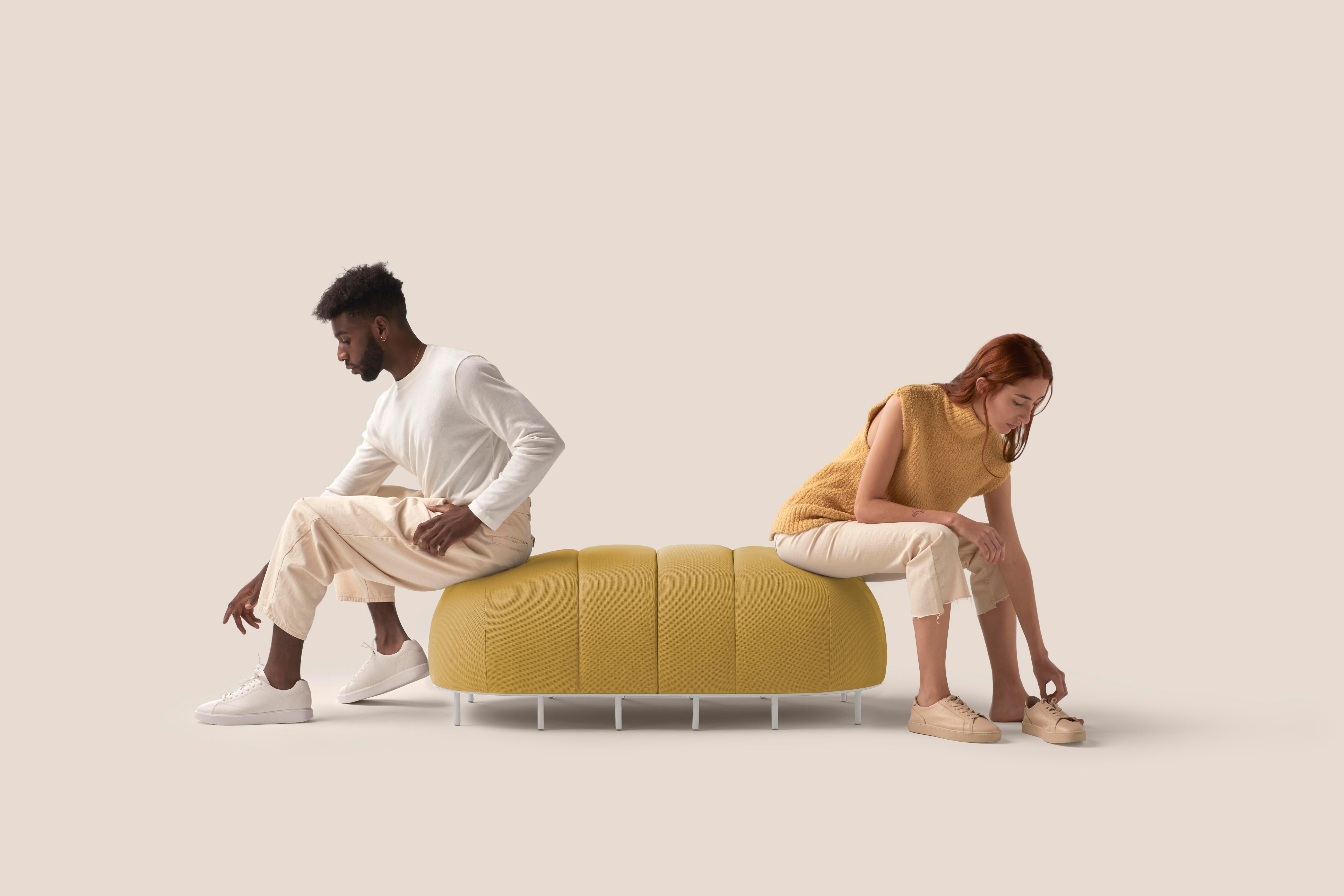 Straight Module Worm Bench by Pepe Albargues
Dimensions: D 65 x W 50 x H 50 cm
Materials: Plywood, foam CMHR, iron
Available in different colors. End and Curved modules available.

Worm is an amusing bench that can evolve and change according to the