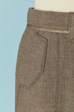 Straight skirt in beige wool chevron LOUIS VUITON