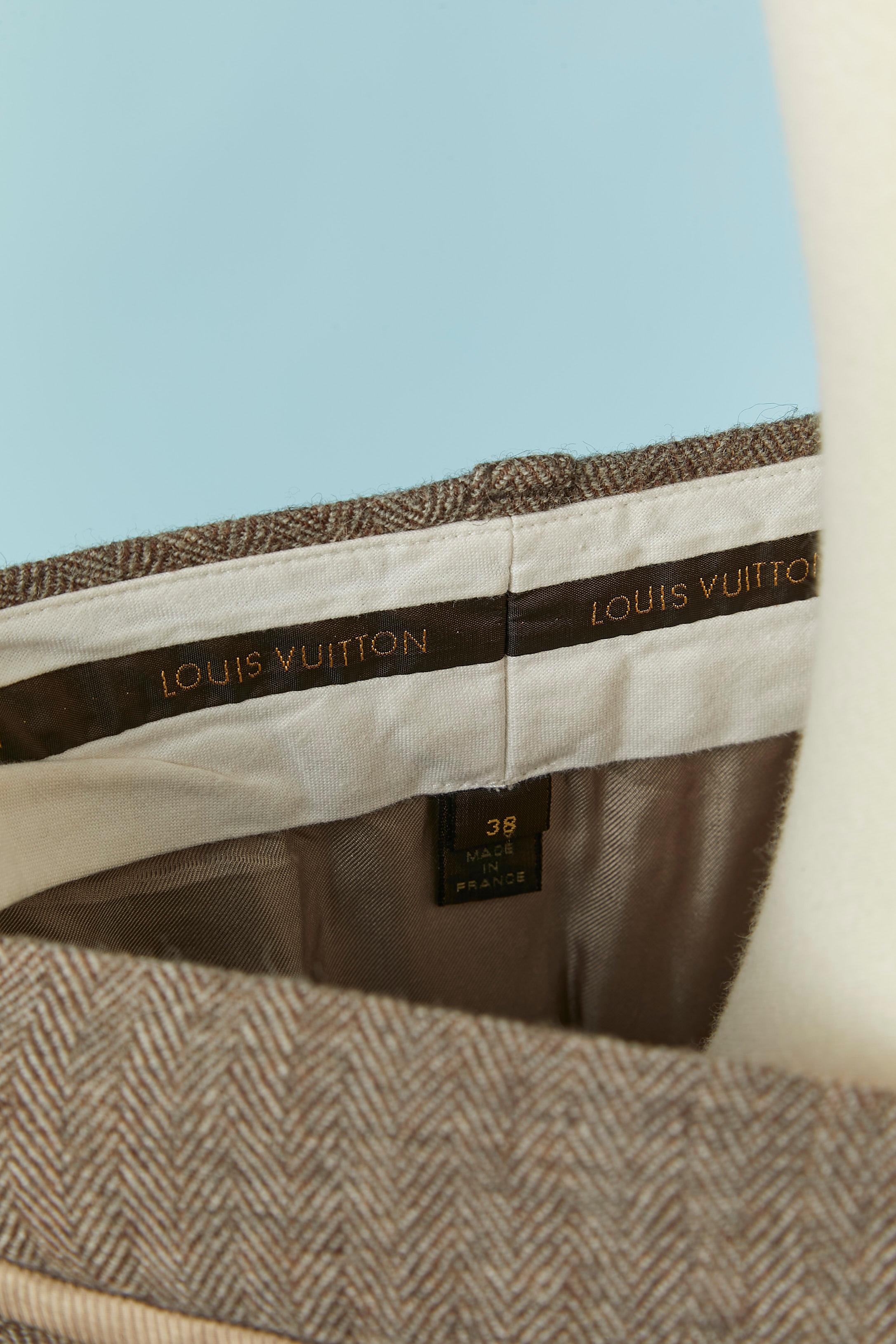 Falda recta de lana beige chevron LOUIS VUITON en venta 2