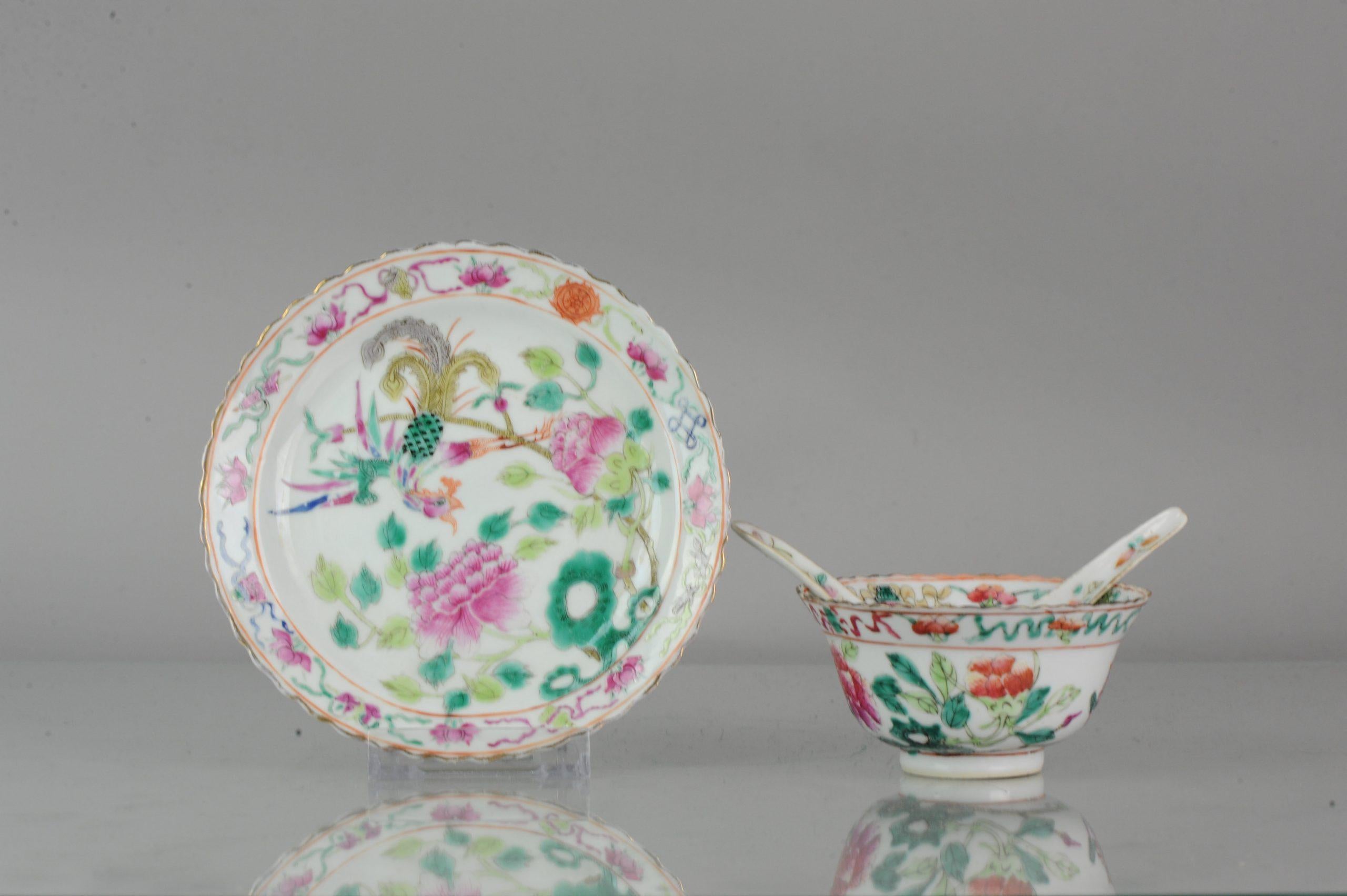 A very nicely decorated plate. Straits Porcelain

 

 

 
Condition
Overall condition (Good) Rimfritting to saucer dish, Cup, rimfritting. Spoons perfect. Size 147mm & 95mm diameter
Period
19th century Qing (1661-1912).