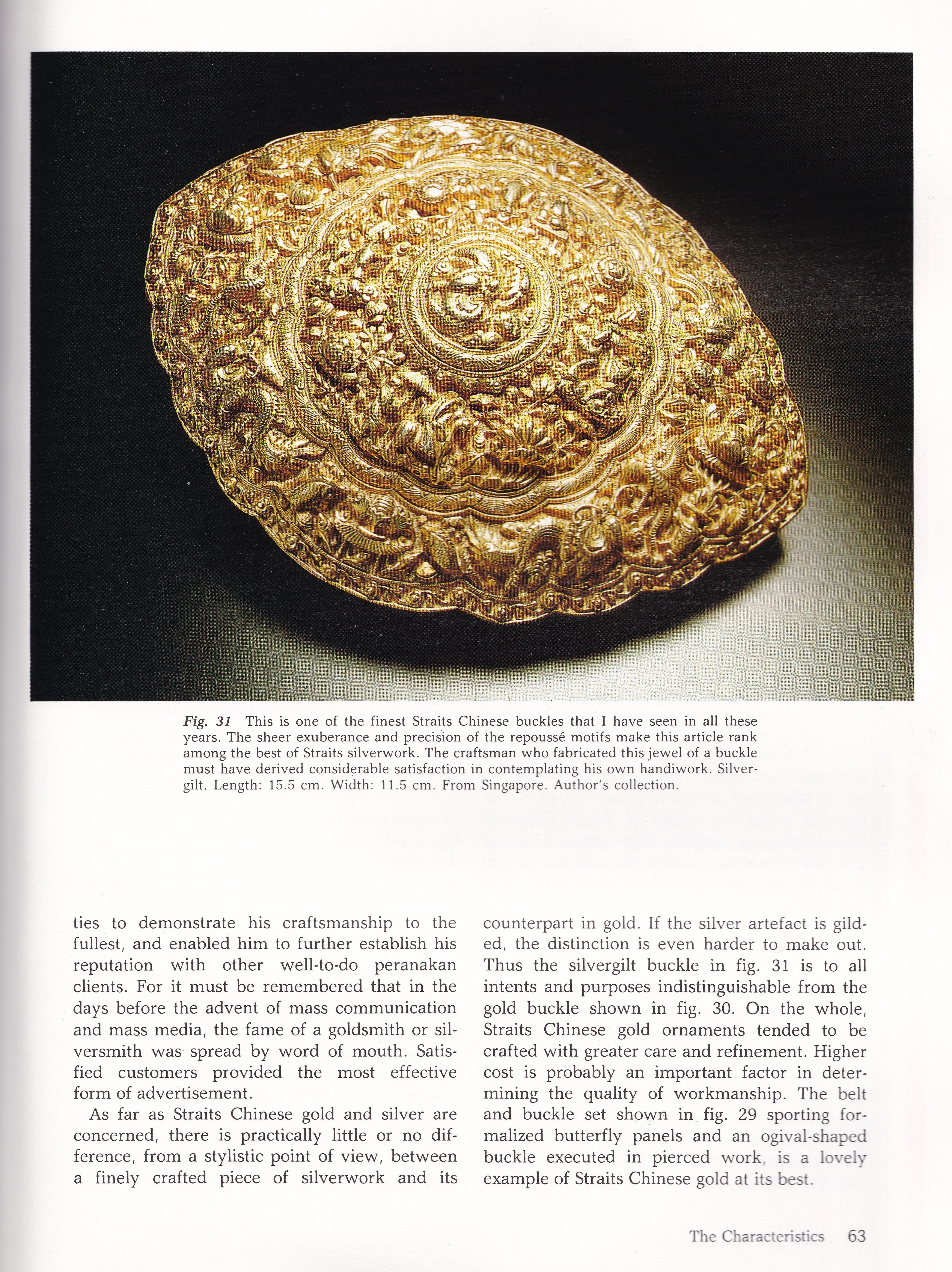 Hebilla de cinturón dorada de plata del Estrecho (peranakan / Malasia / Singapur), década de 1890. en venta 2