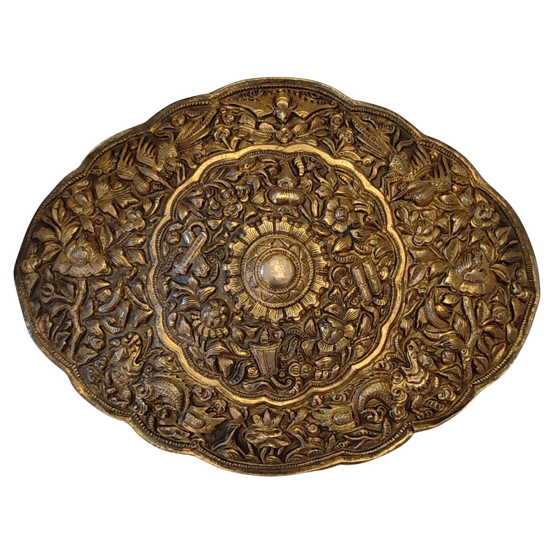 Hebilla de cinturón dorada de plata del Estrecho (peranakan / Malasia / Singapur), década de 1890. en venta