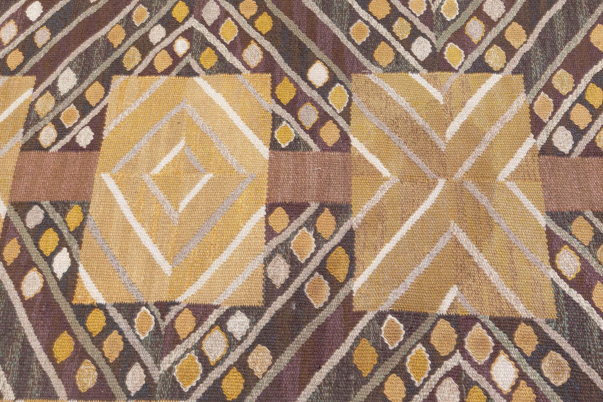 Strålar Gul Schwedischer Flachgewebe-Teppich von Marianne Richter, 1950er Jahre
Größe: 6'9