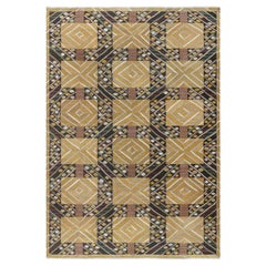 Strålar Gul Tapis suédois vintage à tissage plat par Marianne Richter c.1950s