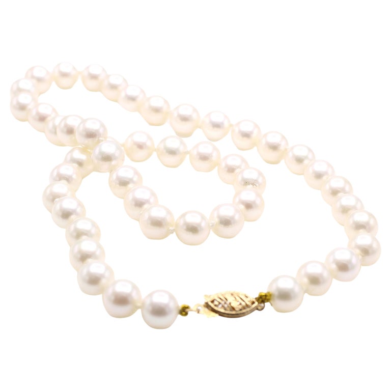 Strand Akoya Pearl Gold Necklace For Sale at 1stDibs