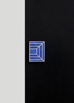 Maniglia blu a filo B 3 "x4" in ottone e pietra semipreziosa, Viya di Vikram Goyal