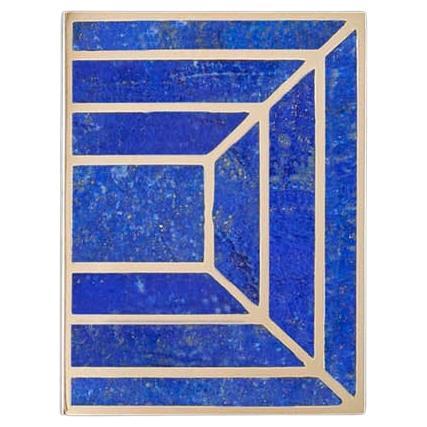Strand Blue Handle B 3"x4" in Brass & Semi Precious Stone, Viya by Vikram Goyal