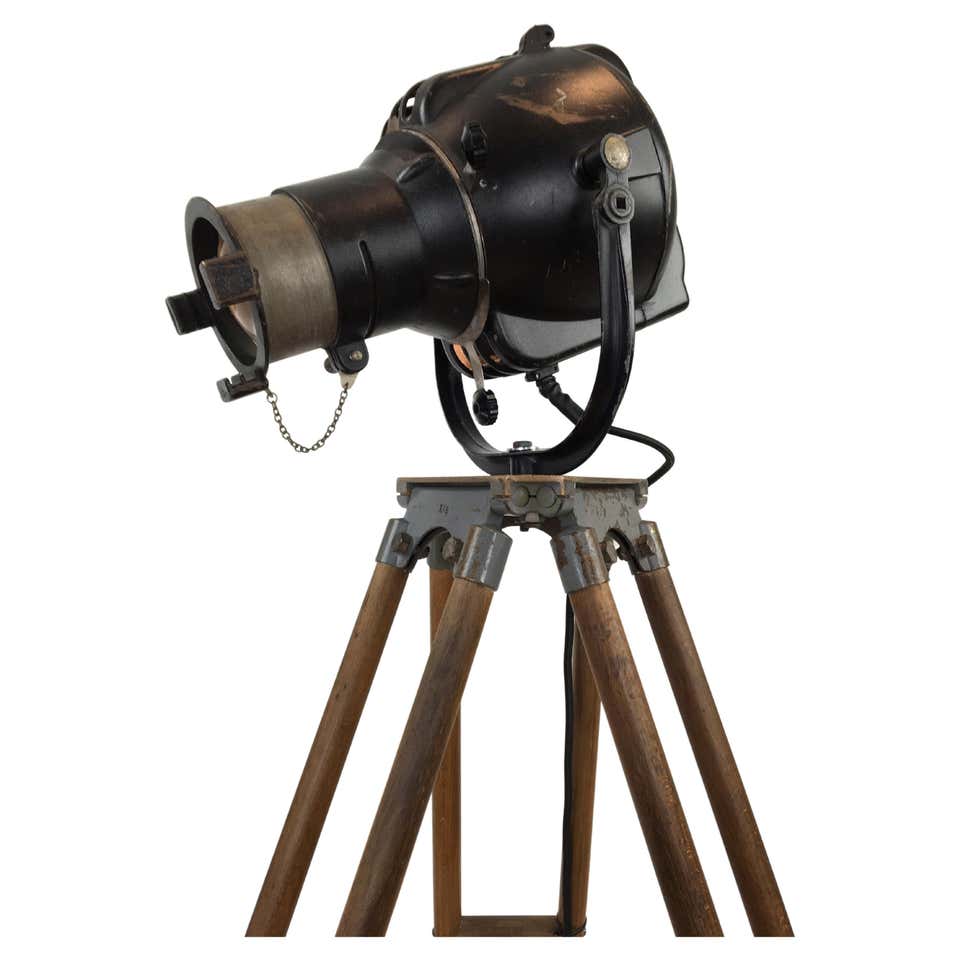 Large Industrial Floor Lamp, Military Spotlight, Army Green Painted ...