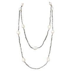 Collana di perle bianche di ematite a più fili da 50 pollici