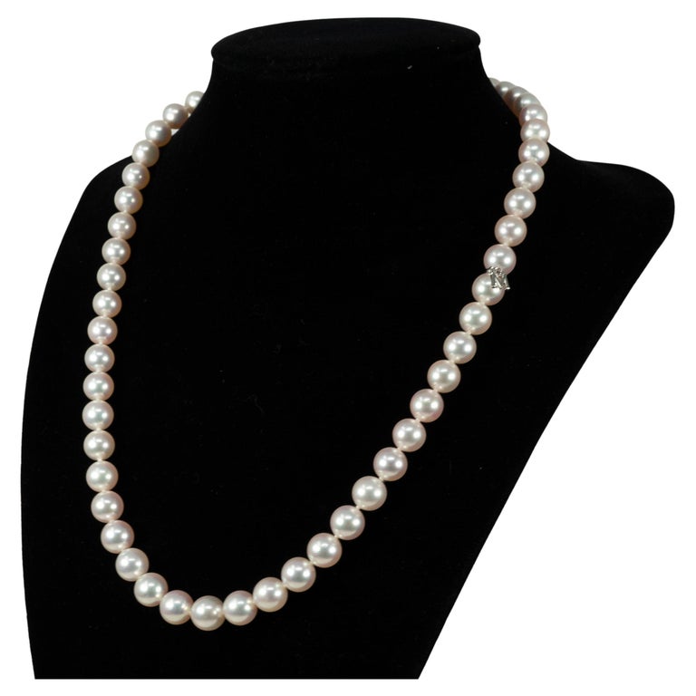 Strand of Mikimoto Cultured Pearls 18 Karat Yellow Gold Clasp For Sale ...