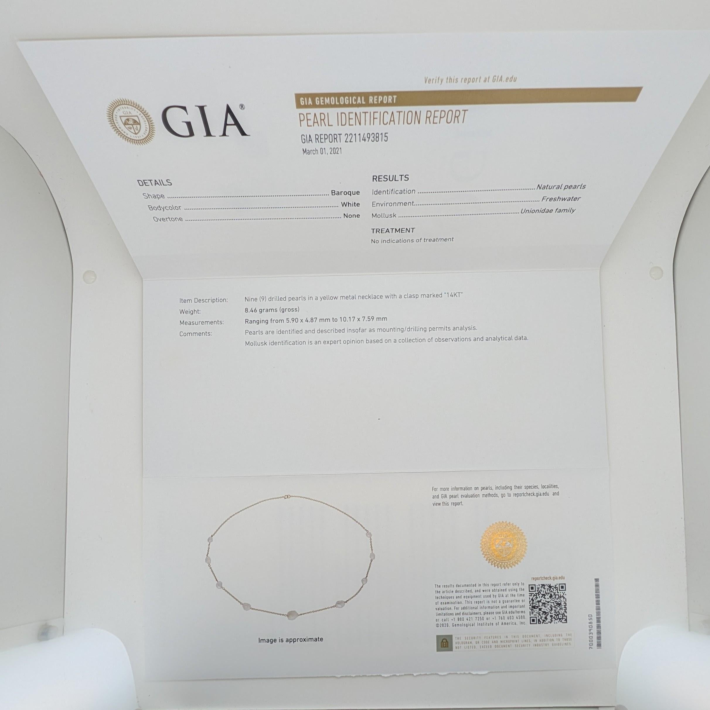 Brin de neuf perles d'eau salée naturelles - Certifiées GIA et non traitées en vente 4