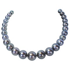 18" Graduated Round Black South Seas Cultured Pearl Necklace