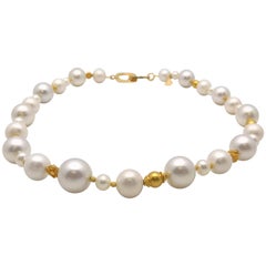 Vintage Strand of South Sea and Fresh Water Cultured Pearls with Gold Beads