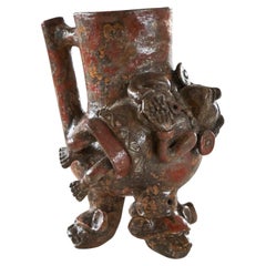 Extrañamente Interesante Jarrón Experimental Studio Pottery Años 70