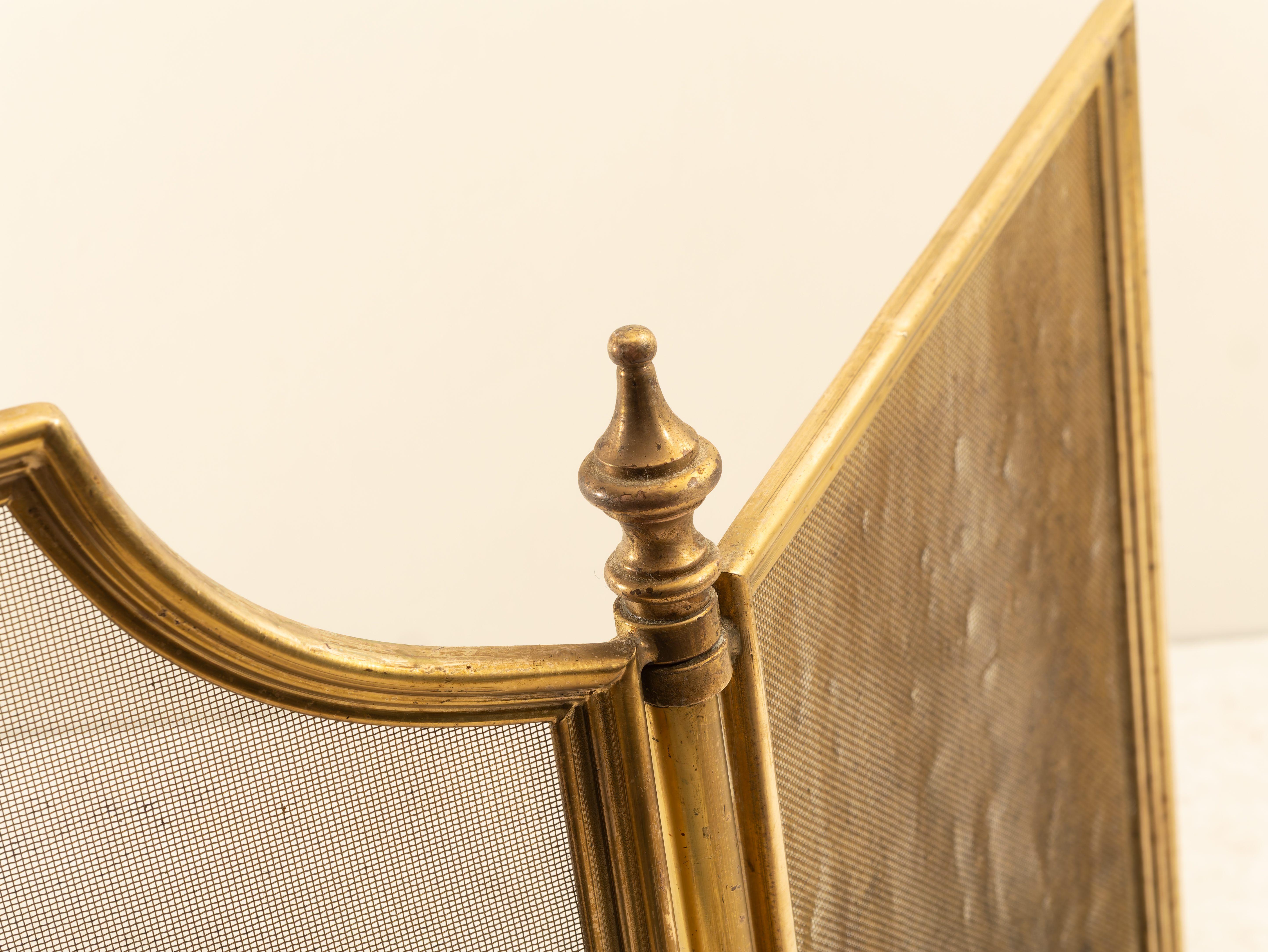 Straordinario kit da Camino e Parascintille in ottone, Anni '70 Italiano en venta