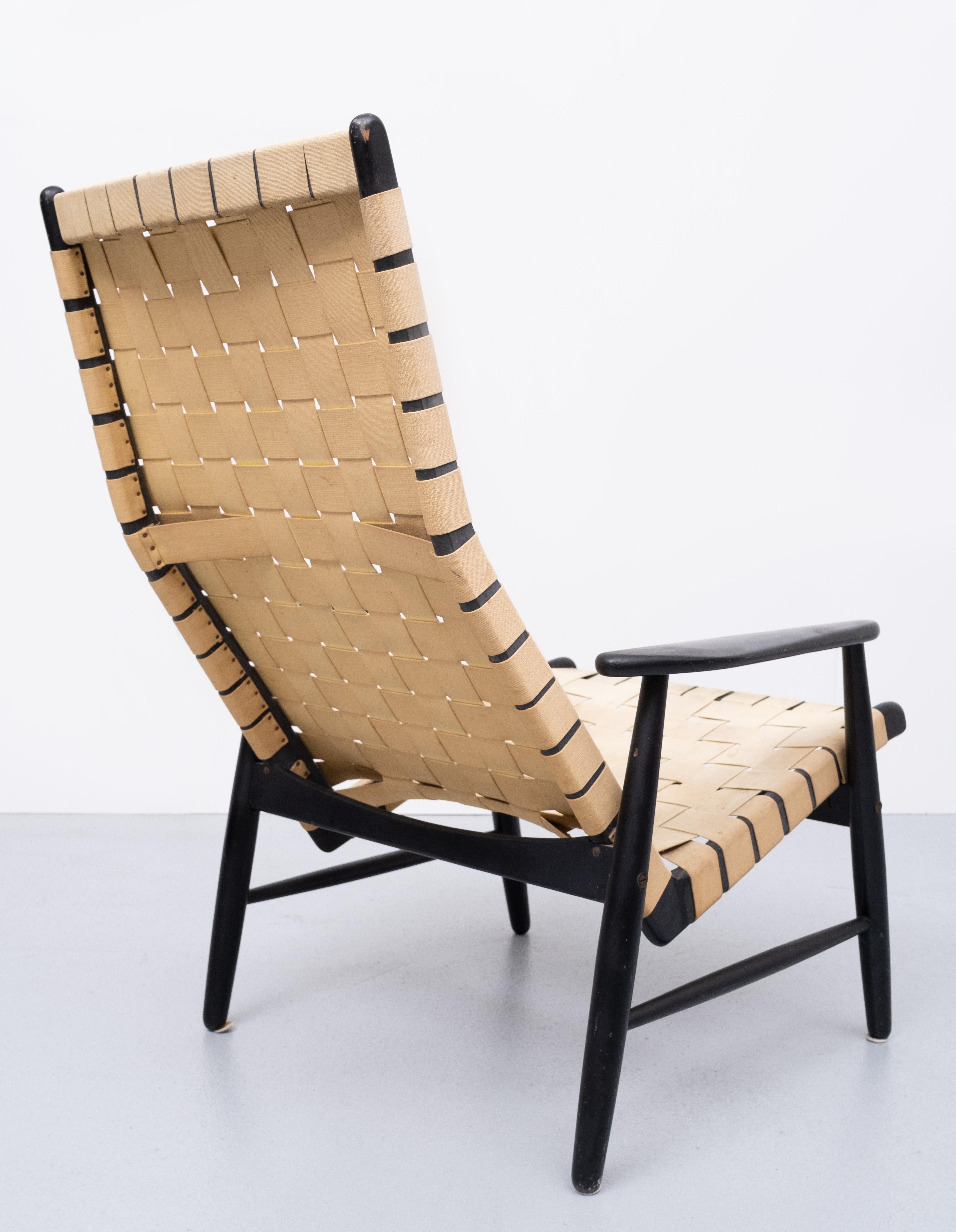 Strap Lounge Chair 1950s, Jens Risom Style For Sale 7