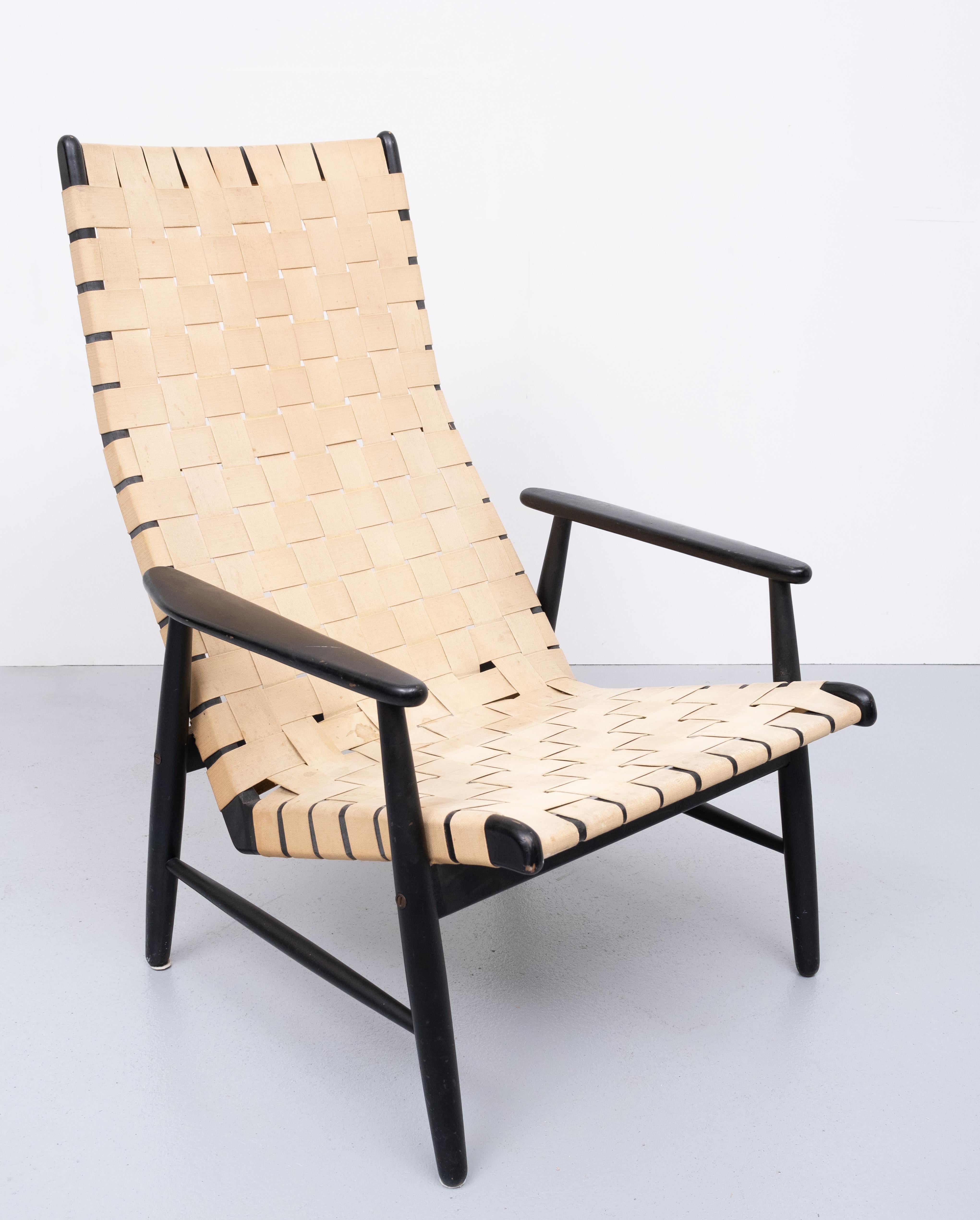 Strap Lounge Chair 1950s, Jens Risom Style For Sale 8