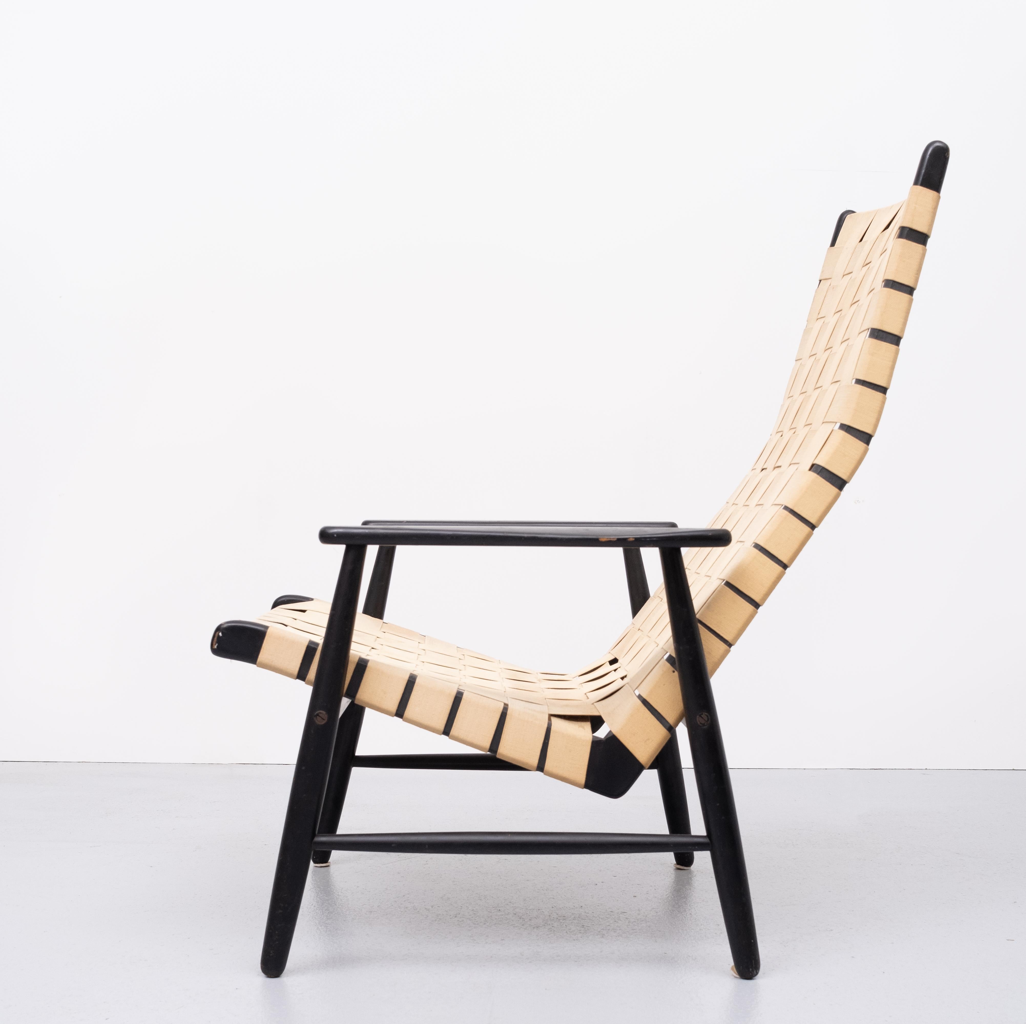 Tissu Fauteuil de salon à sangles des années 1950, style Jens Risom en vente