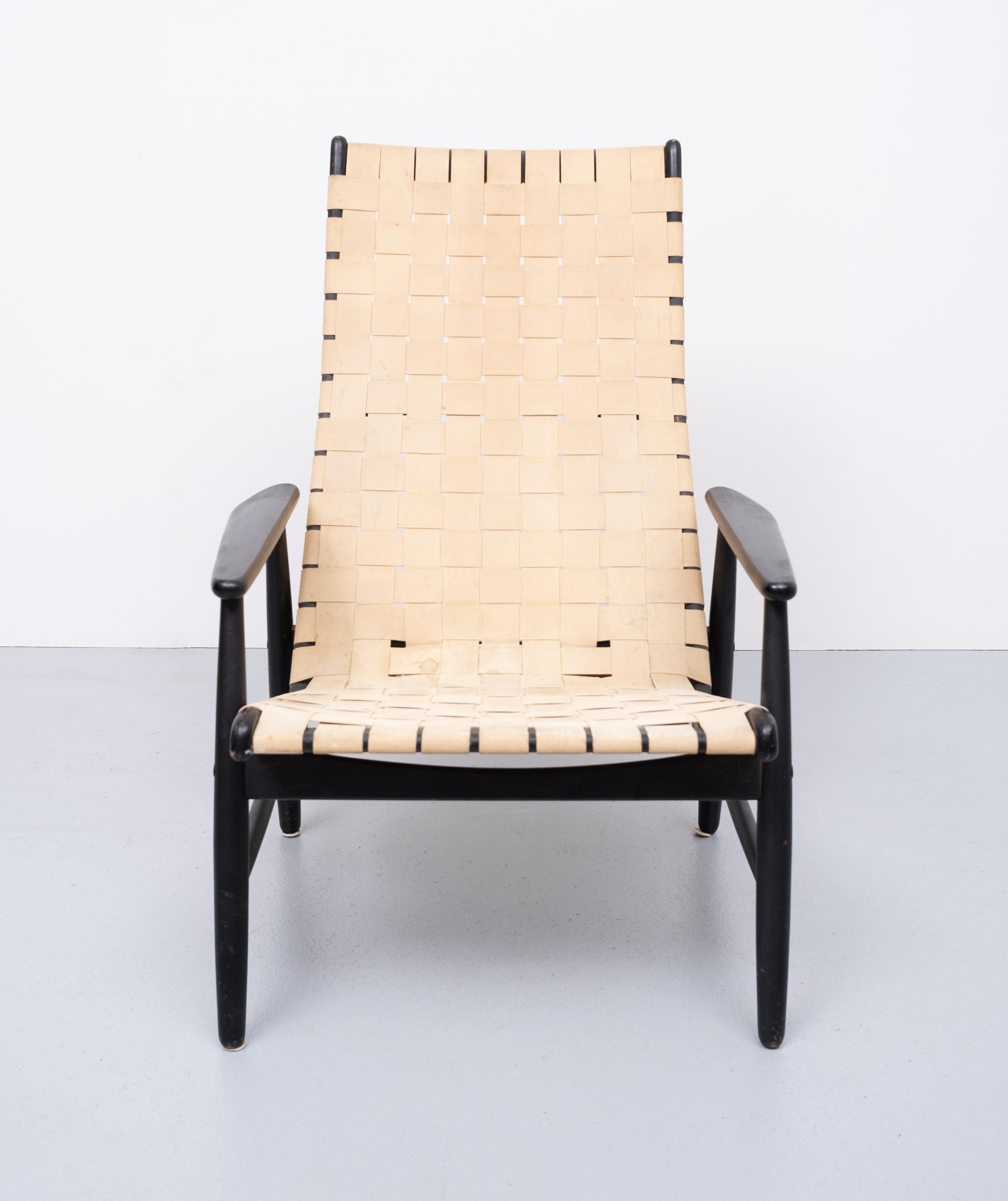 Strap Lounge Chair 1950s, Jens Risom Style For Sale 2