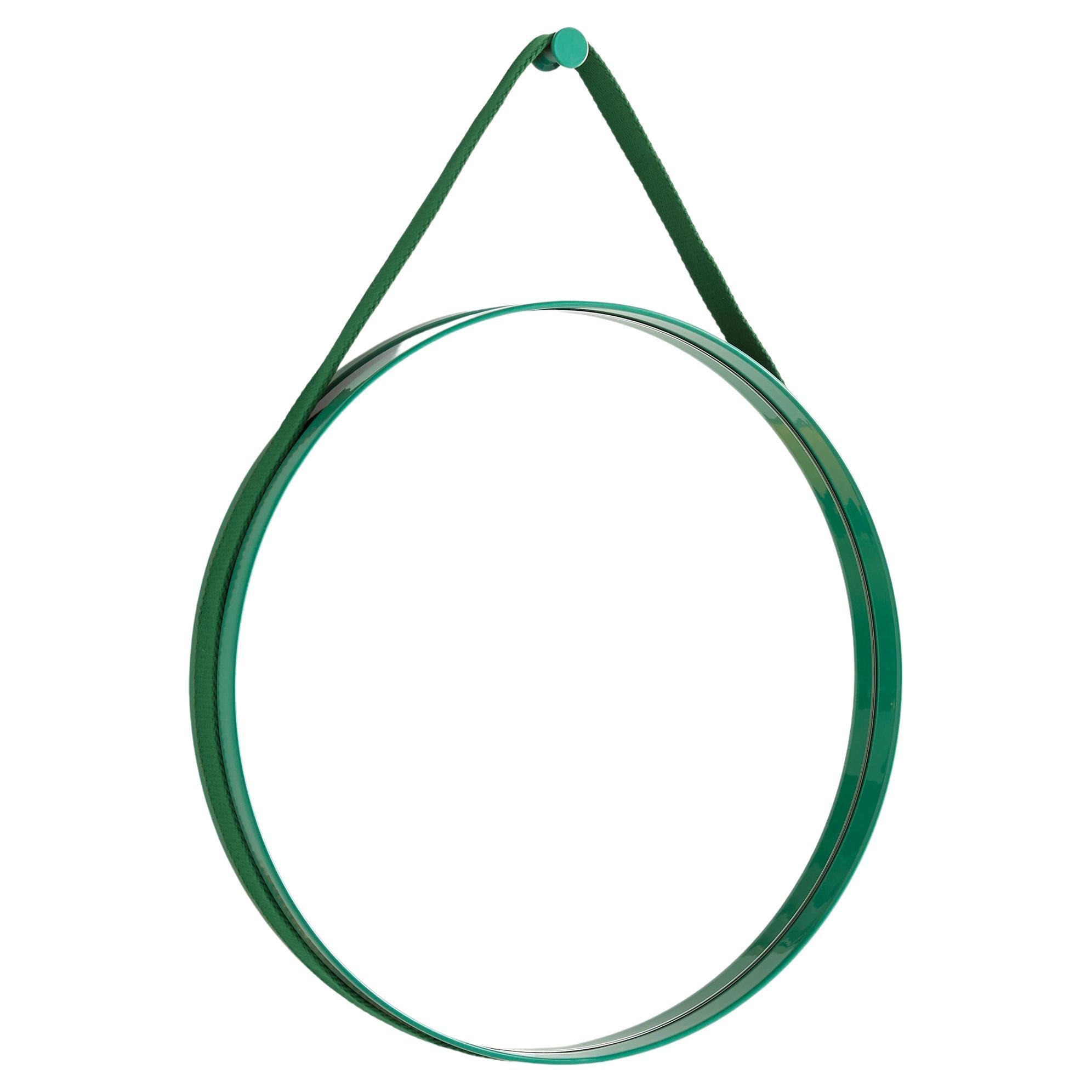Miroir à sangle n°2, D50 en acier revêtu de poudre verte de Hay